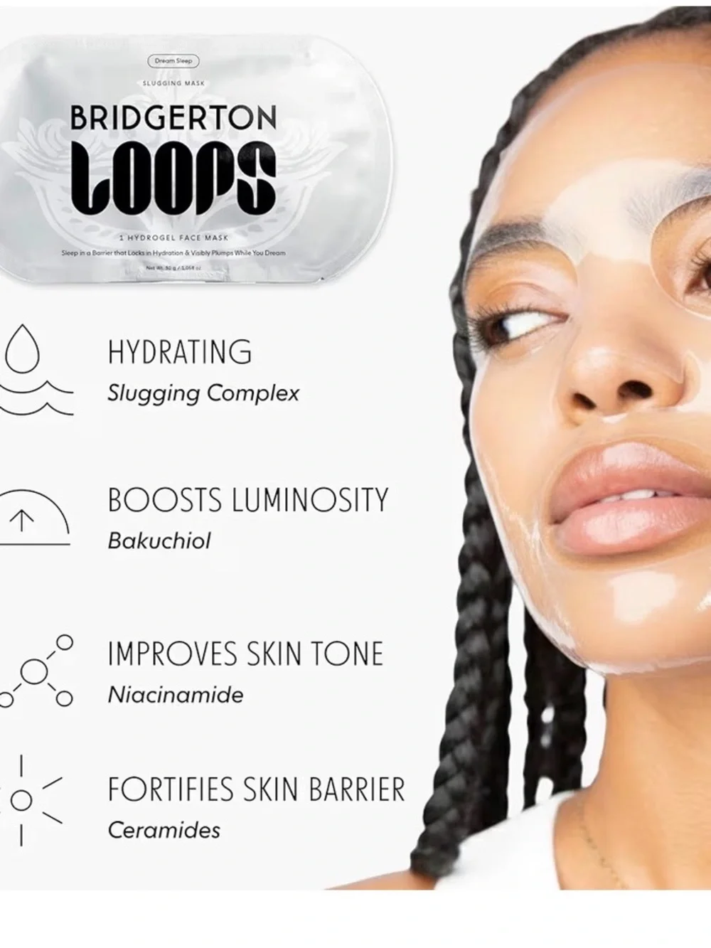 LOOPS x Bridgerton Enduring Romance Glow & Slugging Hydrogel Face Masks